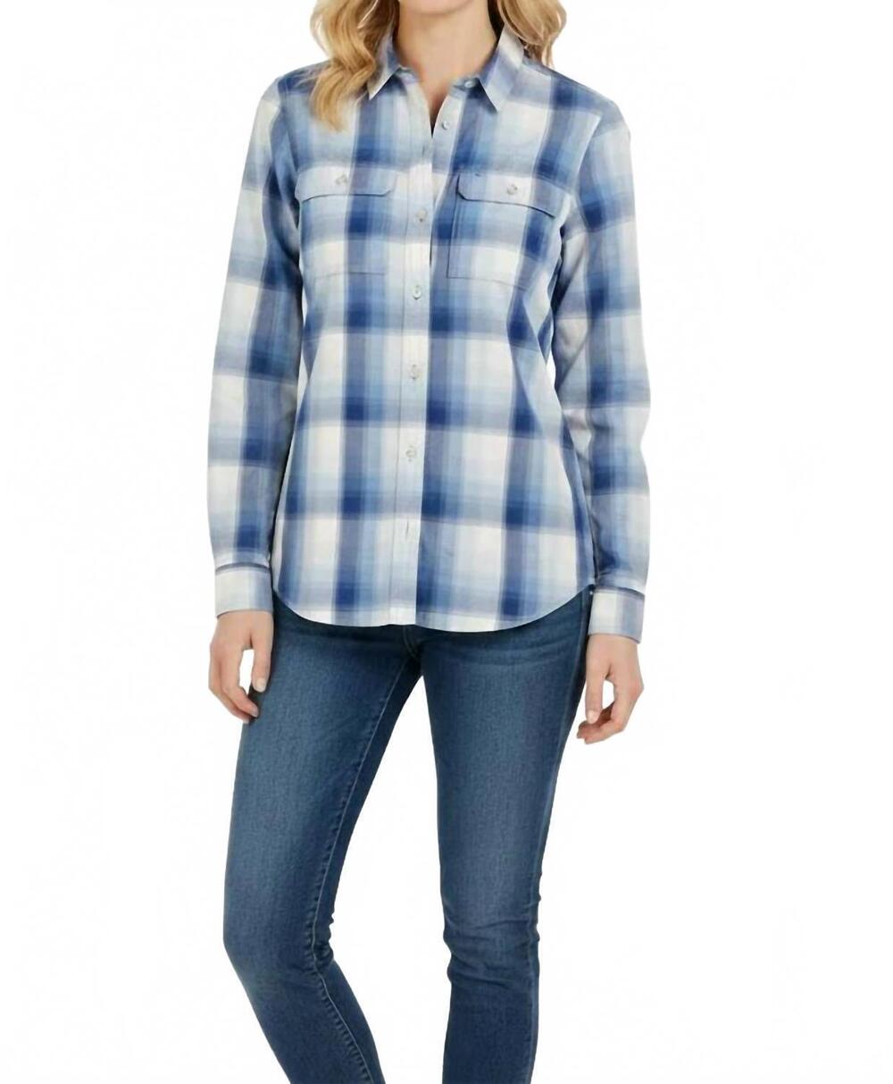 NEW EDDIE BAUER women's mountain 2.0 button up shirt in light blue plaid